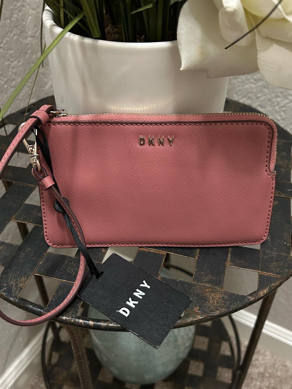 DKNY Rose Pink Wristlet Clutch with Removable Strap